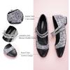C.Paravano Women’s Round Toe Ballet Flats with Strap | Comfortable Mary Janes Tweed Flats | Dressy Casual Flats for Work, Office, Party, or Everyday Wear | Women’s Slip-On Shoes(Bp_g)
