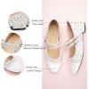 C.Paravano Women’s Round Toe Ballet Flats with Strap | Comfortable Mary Janes Tweed Flats | Dressy Casual Flats for Work, Office, Party, or Everyday Wear | Women’s Slip-On Shoes(White_g)