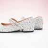 C.Paravano Women’s Round Toe Ballet Flats with Strap | Comfortable Mary Janes Tweed Flats | Dressy Casual Flats for Work, Office, Party, or Everyday Wear | Women’s Slip-On Shoes(White_g)