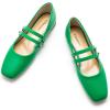 C.Paravano Mary Janes for Women | Ballet Flats | Womens Flats | Square Toe Flats for Women(Green)