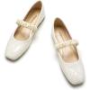 C.Paravano Mary Janes for Women | Ballet Flats | Womens Flats | Square Toe Flats for Women(White_a)