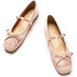 C.Paravano Flats for Women | Mary Janes Women | Ballet Flats | Office Shoes | Square Toe(Lightpink-t)
