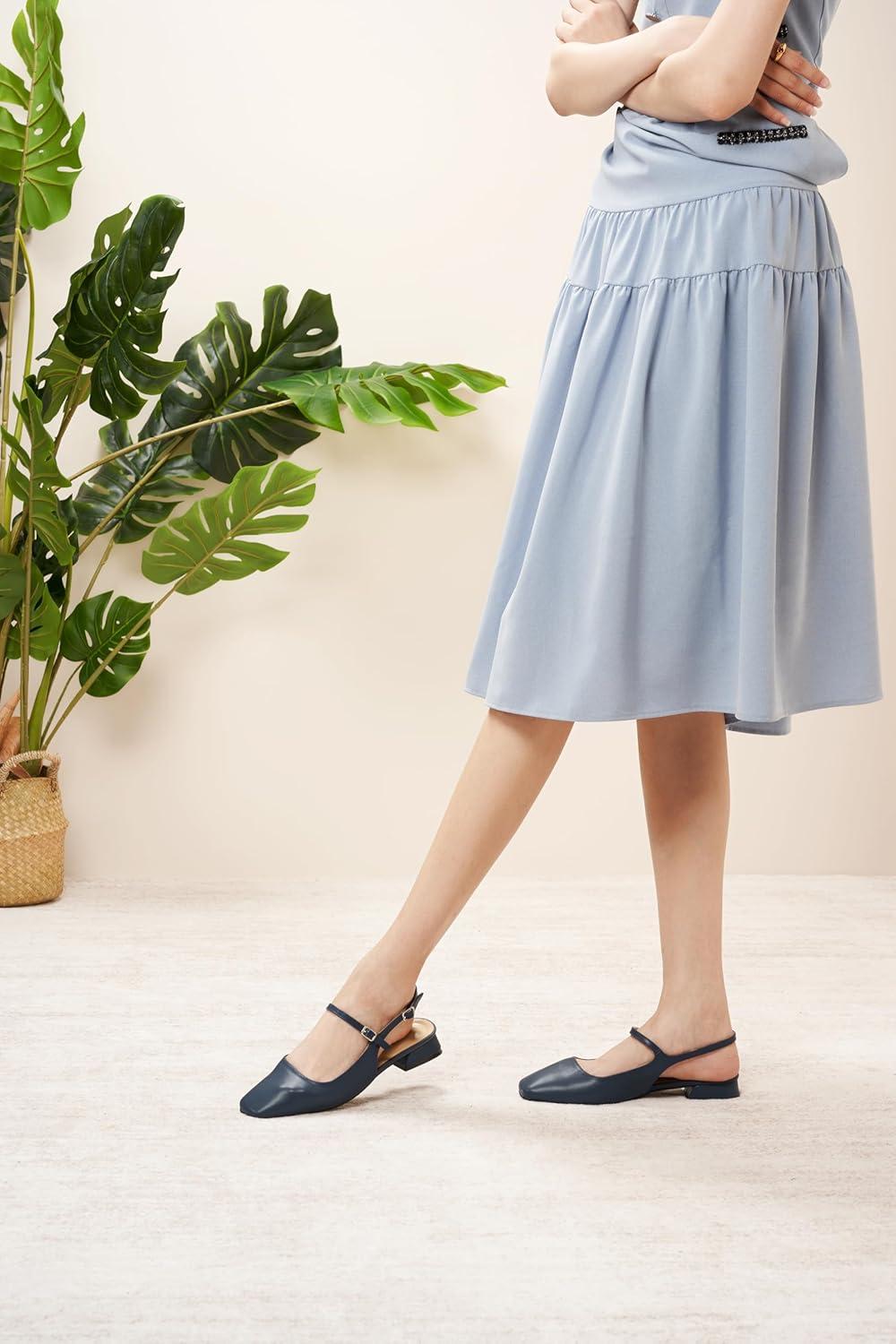 image:imageCParavano Slingback Flats Slingback Sandals for Women Sandals Flats Adjustable Ankle Strap ShoesBlue