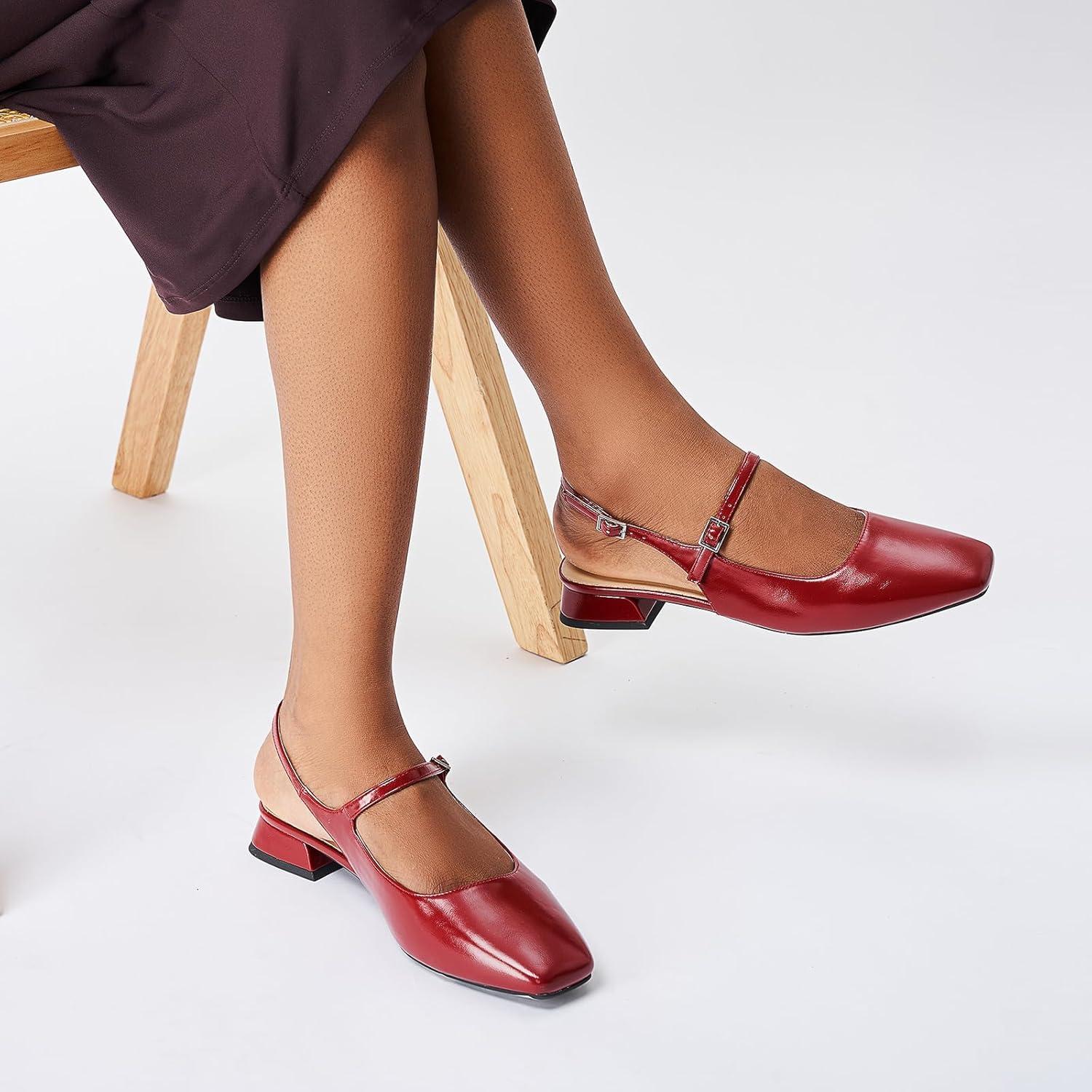 image:imageCParavano Slingback Flats Slingback Sandals for Women Sandals Flats Adjustable Ankle Strap ShoesNew Red