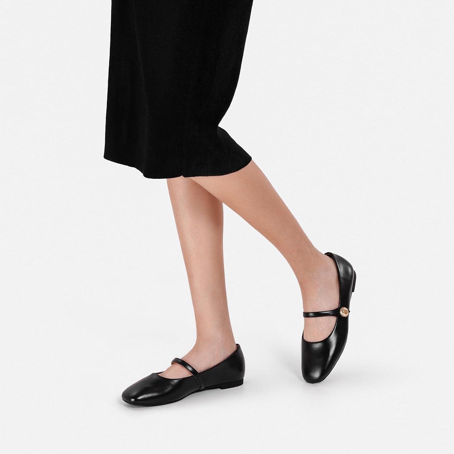 image:imageCParavano Womens Mary Jane Shoes Square Toe Ballet Flats Ballerina Flats Designer Shoes for WomenBlackbt