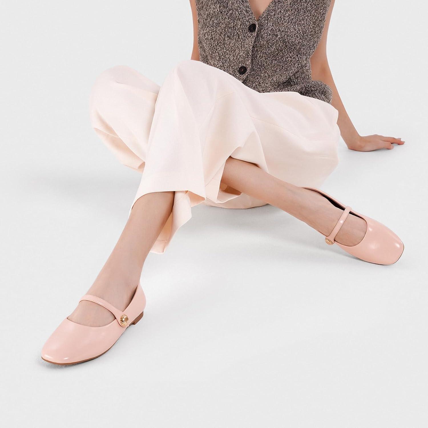 image:imageCParavano Womens Mary Jane Shoes Square Toe Ballet Flats Ballerina Flats Designer Shoes for WomenPinkbt