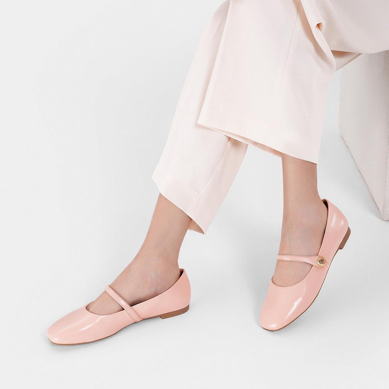 image:imageCParavano Womens Mary Jane Shoes Square Toe Ballet Flats Ballerina Flats Designer Shoes for WomenPinkbt