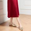C.Paravano Ballet Flats | Slip-on Shoes Women | Bowknot Round Toe Shoes | Womens Flats(Gold-b6)