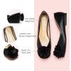 C.Paravano Ballet Flats for Women | Women’s Flats | Square Toe | Slip On Dress Shoes | Satin Flower Shoes(Size 8.5,Black)