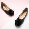 C.Paravano Ballet Flats for Women | Women’s Flats | Square Toe | Slip On Dress Shoes | Satin Flower Shoes(Size 8.5,Black)