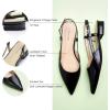 C.Paravano Slingback Flats | Pointed Toe Flats | Slingback Sandals | Women’s Slingback Dress Shoes | Adjustable Buckle Sandals(Size 8.5,Black)