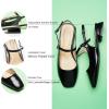 C.Paravano Slingback Flats | Slingback Sandals for Women | Sandals Flats | Adjustable Ankle Strap Shoes(New Black)