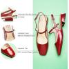 C.Paravano Slingback Flats | Slingback Sandals for Women | Sandals Flats | Adjustable Ankle Strap Shoes(New Red)