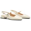 C.Paravano Slingback Flats | Slingback Sandals for Women | Sandals Flats | Adjustable Ankle Strap Shoes(Off-white)