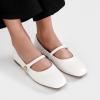 C.Paravano Women’s Mary Jane Shoes | Square Toe Ballet Flats | Ballerina Flats | Designer Shoes for Women(White-bt)