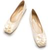 C.Paravano Ballet Flats for Women | Women’s Floral Flat Shoes | Comfortable Square Toe Flats | Slip On White Dress Shoes for Work & Daily Wear(Size 8.5,Off White-T)