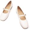 C.Paravano Women’s Mary Jane Shoes | Square Toe Ballet Flats | Ballerina Flats | Designer Shoes for Women(White-bt)