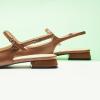C.Paravano Slingback Flats | Slingback Sandals for Women | Square Toe Flat | Sandals Flats | Block Heel Slingback Sandals | Adjustable Ankle Strap Shoes(Size 9,New Brown)