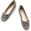C.Paravano Women’s Flats with Bowknot | Casual Slip On Dressy Shoes | Comfort Square Toe Walking Shoes | Women Ballet Flats for Wedding Work Office Business (Size 8.5,Grey-N)