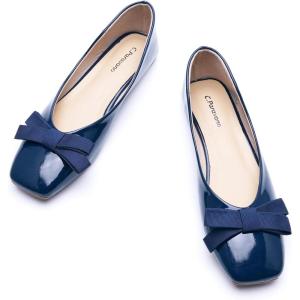 C.Paravano Women’s Flats | Casual Slip On Navy Flat Shoes | Comfort Square Toe Ballet Flats | Women Dressy Shoes for Walking Wedding Work Office (8.5,Navy)