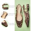 C.Paravano Slingback Flats | Women’s Slingback Shoes | Low Heels | Square Toe Flat | Sandals Women | Block Heel Slingback Sandals(Size 8,Leopard)