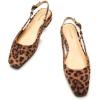 C.Paravano Slingback Flats | Women’s Slingback Shoes | Low Heels | Square Toe Flat | Sandals Women | Block Heel Slingback Sandals(Size 8,Leopard)