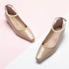 C.Paravano Ladies’ Chunky Low Heel Pearl Ankle Strap Women’s Square Toe Pumps Closed Toe Low Heel Pumps Bridal Wedding Shoes 1.1in Heels（Beige，7.5）
