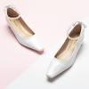 C.Paravano Ladies’ Chunky Low Heel Pearl Ankle Strap Women’s Square Toe Pumps Closed Toe Low Heel Pumps Bridal Wedding Shoes 1.1in Heels（White，11.5）