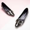 C.Paravano Metal Buckle Square Toe Low Block Heels Closed Toe Chunky Heels 1.1 in Low Heel Pumps Vintage Women’s Pump for Party Wear Dress Pumps Shoes Patent Leather(DarkGreen,5.5)