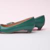 C.Paravano Metal Buckle Square Toe Low Block Heels Closed Toe Chunky Heels 1.1 in Low Heel Pumps Vintage Women’s Pump for Party Wear Dress Pumps Shoes Soft Lambskin(Green,5.5)