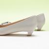 C.Paravano Metal Buckle Square Toe Low Block Heels Closed Toe Chunky Heels 1.1 in Low Heel Pumps Vintage Women’s Pump for Party Wear Dress Pumps Shoes Soft Lambskin(Grey,10.5)