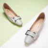 C.Paravano Metal Buckle Square Toe Low Block Heels Closed Toe Chunky Heels 1.1 in Low Heel Pumps Vintage Women’s Pump for Party Wear Dress Pumps Shoes Soft Lambskin(Grey,10.5)