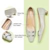 C.Paravano Metal Buckle Square Toe Low Block Heels Closed Toe Chunky Heels 1.1 in Low Heel Pumps Vintage Women’s Pump for Party Wear Dress Pumps Shoes Soft Lambskin(Grey,10.5)