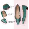 C.Paravano Metal Buckle Square Toe Low Block Heels Closed Toe Chunky Heels 1.1 in Low Heel Pumps Vintage Women’s Pump for Party Wear Dress Pumps Shoes Soft Lambskin(Green,5.5)