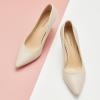 C.Paravano Pointy Heels Wedding Shoes Dressy Low Heel Work Casual Heels Flight Attendant Heels Pointed Toe Pumps for Office Wear and Casual Outfits(Size 9.5,White)
