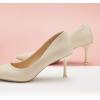 C.Paravano Pointy Heels Wedding Shoes Dressy Low Heel Work Casual Heels Flight Attendant Heels Pointed Toe Pumps for Office Wear and Casual Outfits(Size 9.5,White)