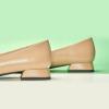 C.Paravano Women’s Ballet Flats Bowknot Square Toe Low Block Heel Soft Leather Shoes for Office, Casual and Dressy Occasions,Two-Tone Flats for Women(Beige&Black,8.5)