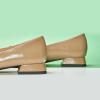C.Paravano Women’s Ballet Flats Bowknot Square Toe Low Block Heel Soft Leather Shoes for Office, Casual and Dressy Occasions,Two-Tone Flats for Women(Camel,7.5)