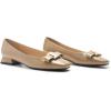C.Paravano Women’s Ballet Flats Bowknot Square Toe Low Block Heel Soft Leather Shoes for Office, Casual and Dressy Occasions,Two-Tone Flats for Women(Camel,7.5)