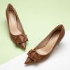 C.Paravano Women’s Brown Pointed Toe Kitten Heels with C Buckled Pumps,Size 5.5