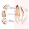 C.Paravano Womens Designer Pumps | Kitten Heels for Women | Low Heels | Heels for Women | Women Shoes Dressy(C-White,Size 8)