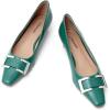 C.Paravano Metal Buckle Square Toe Low Block Heels Closed Toe Chunky Heels 1.1 in Low Heel Pumps Vintage Women’s Pump for Party Wear Dress Pumps Shoes Soft Lambskin(Green,5.5)
