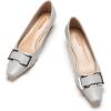 C.Paravano Metal Buckle Square Toe Low Block Heels Closed Toe Chunky Heels 1.1 in Low Heel Pumps Vintage Women’s Pump for Party Wear Dress Pumps Shoes Soft Lambskin(Grey,10.5)