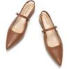 C.Paravano Women’s Slingback Flats Pointed Toe Kitten Heels Low Heel Pumps Ankle Strap Comfort for Office Casual Wear Leather Dress Shoes(Size 7,Brown Flats)
