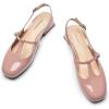 C.Paravano Women’s Slingback Pumps | Round Toe Shoes with Adjustable Ankle Strap | Low Heel Mary Jane Pumps | Slip On Dress Shoe(Size 7,Pink)