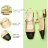 C.Paravano Square Toe Slingback Sandals for Women | Women’s Slingback Flats | Sandals for Women | Block Heel Slingback | Closed Toe Sandals Women(Beige)