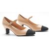 C.Paravano Women’s Pumps | Chunky Heels for Women | Closed Round Toe Shoes | Low Heel Dress Shoes(B-beige)