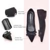 C.Paravano Women’s Suede Bow Knot Ballet Flats Pointed Toe Slip-On Comfort Shoes for Casual & Formal Wear(Black A1)
