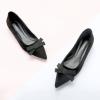 C.Paravano Women’s Suede Bow Knot Ballet Flats Pointed Toe Slip-On Comfort Shoes for Casual & Formal Wear(Black A1)