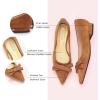 C.Paravano Women’s Suede Bow Knot Ballet Flats Pointed Toe Slip-On Comfort Shoes for Casual & Formal Wear(Brown A1)